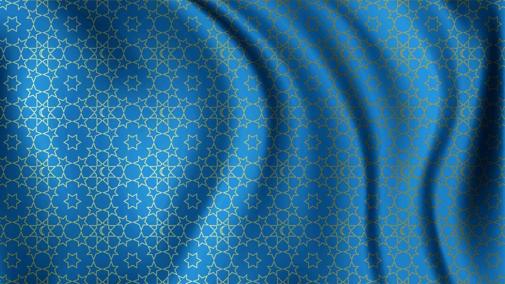 Blue silk with golden pattern wallpaper