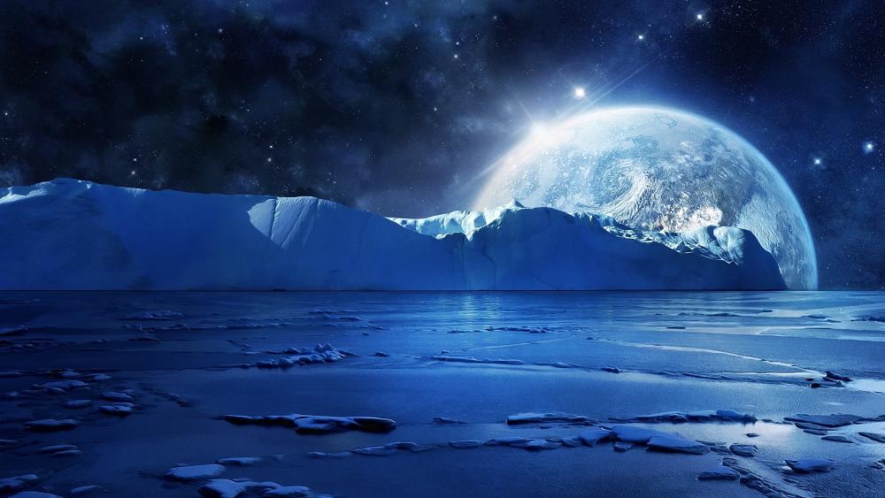 Icy planet landscape wallpaper