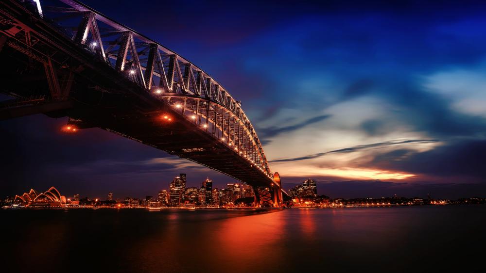 Sydney Harbour Bridge at dusk wallpaper