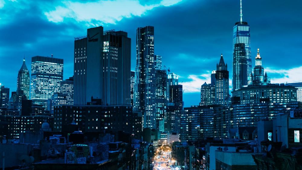 Manhattan in blue hour wallpaper