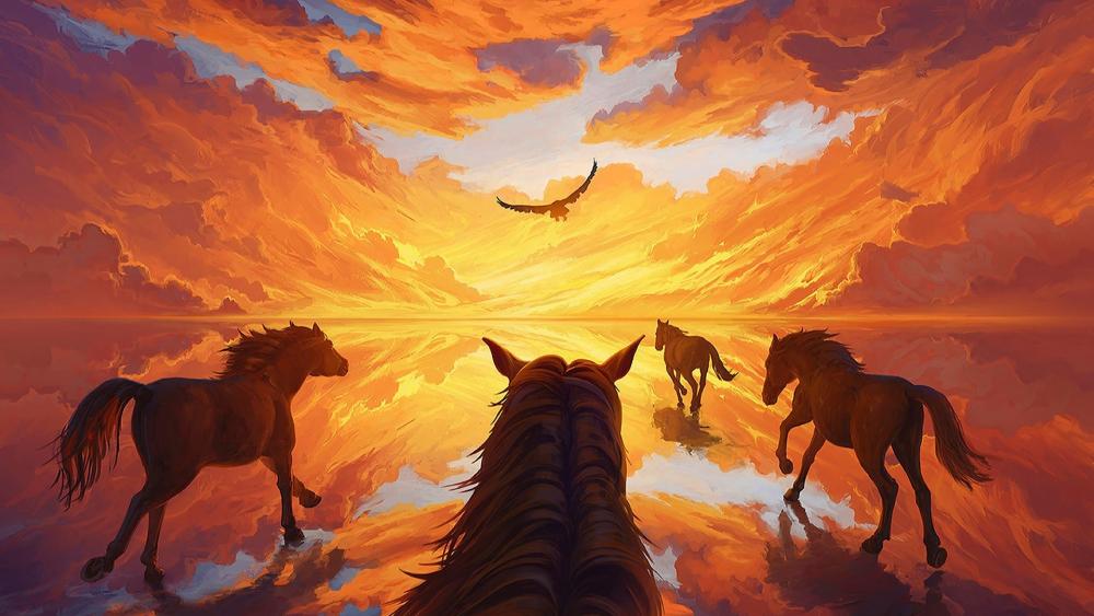 Horses digital art wallpaper