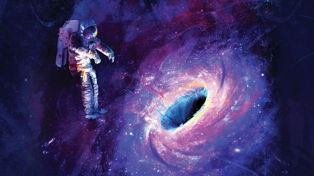 Astronaut and the black hole - Fantasy space art wallpaper