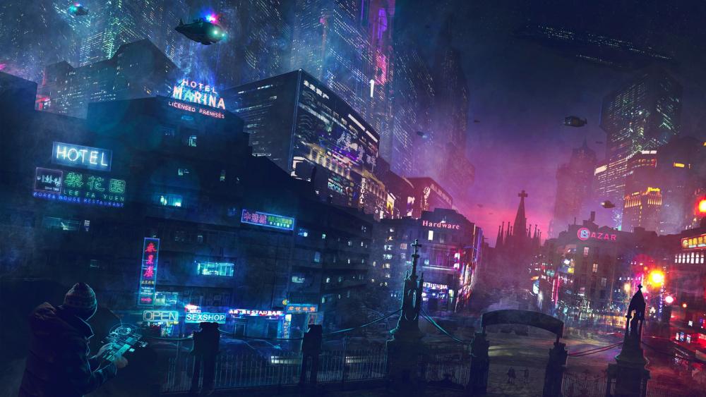 Cyberpunk future city wallpaper
