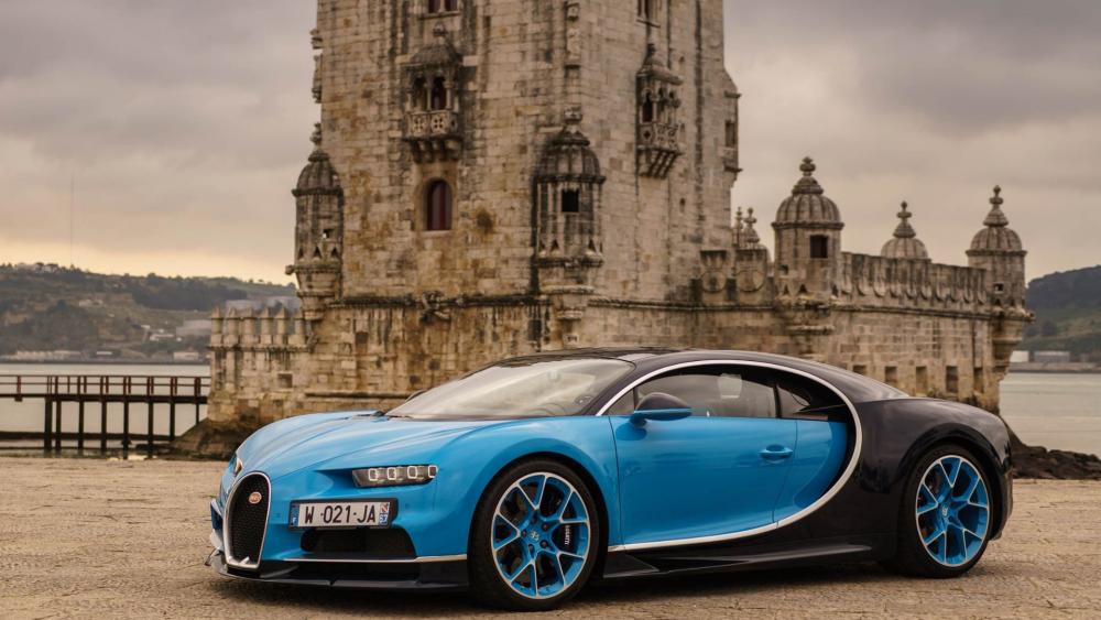 Bugatti Chiron and the Belém Tower wallpaper
