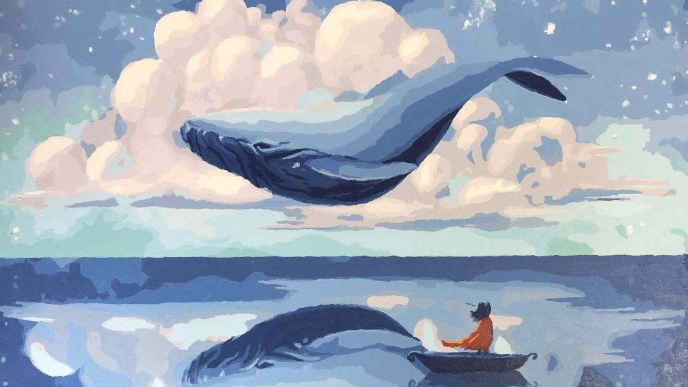 Whale on the sky wallpaper