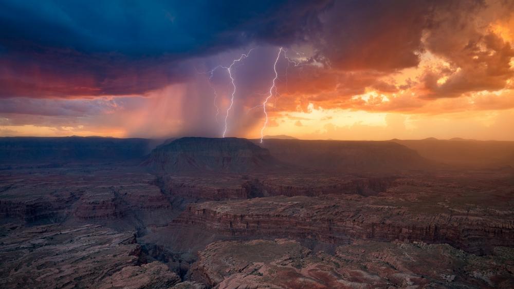 Thunderstorm above Grand Canyon National Park wallpaper