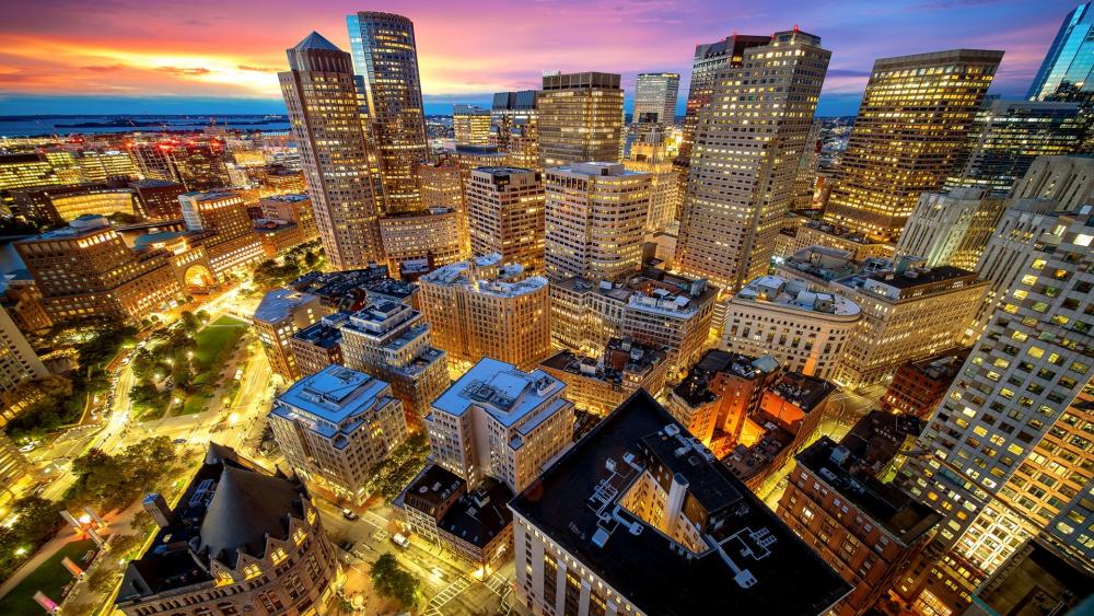 Boston city lights wallpaper