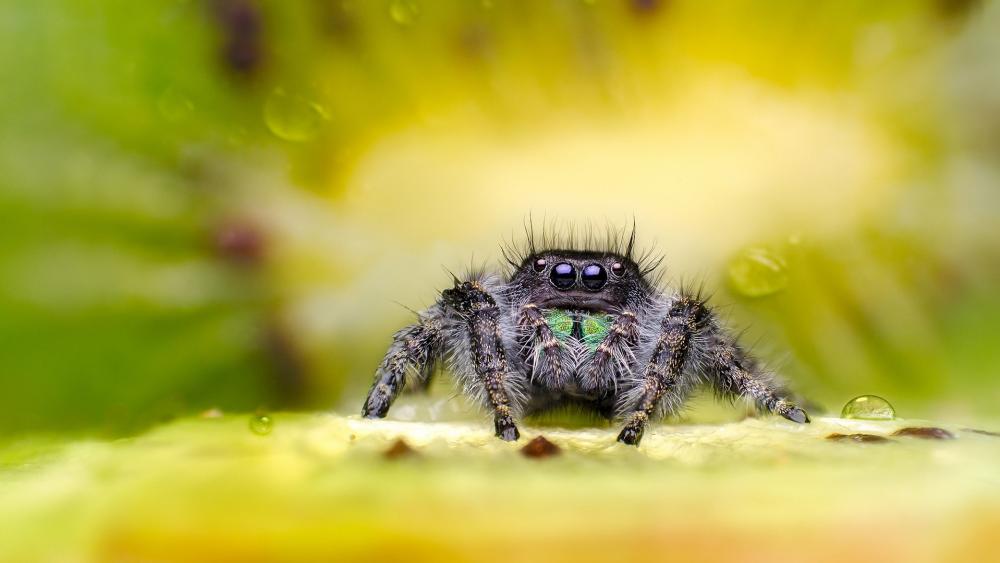 Jumping spider macro photography wallpaper