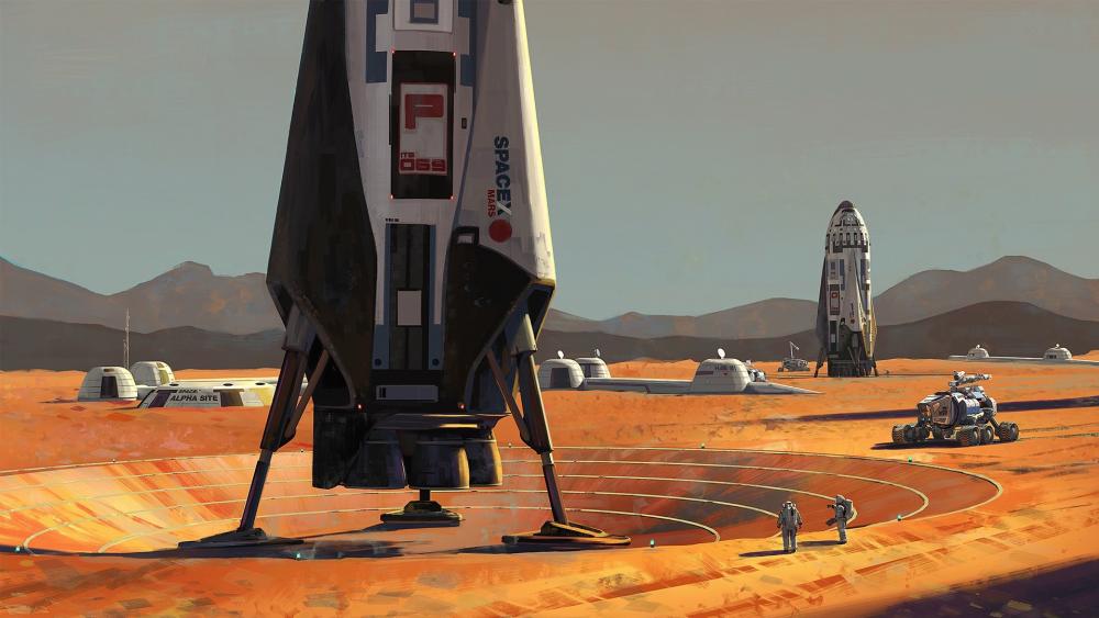 SpaceX Mars colony wallpaper
