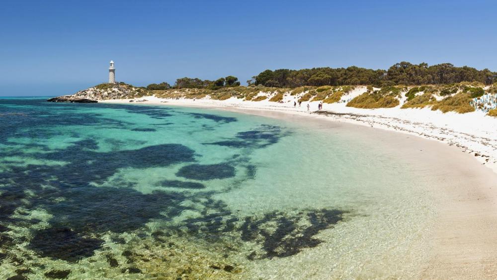 Bathurst Lighthouse from Pinky Beach (Rottnest Island, Western Australia) wallpaper