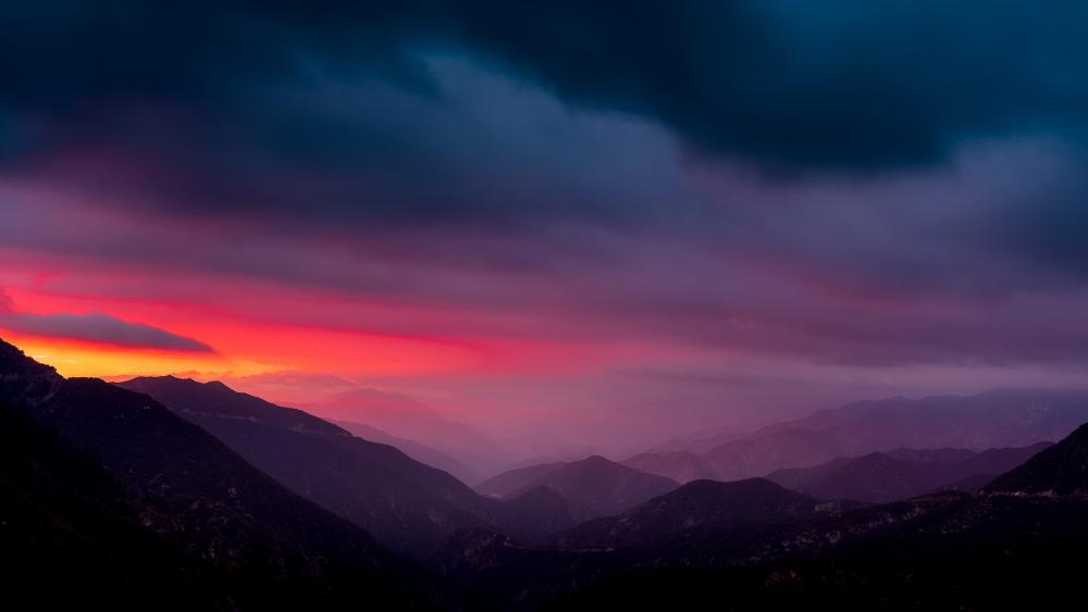 Pink sky over the mountains wallpaper