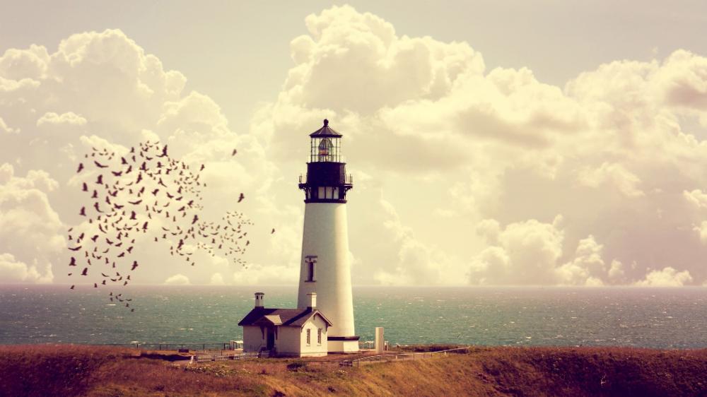 Peaceful Lighthouse Photo Manipulation wallpaper