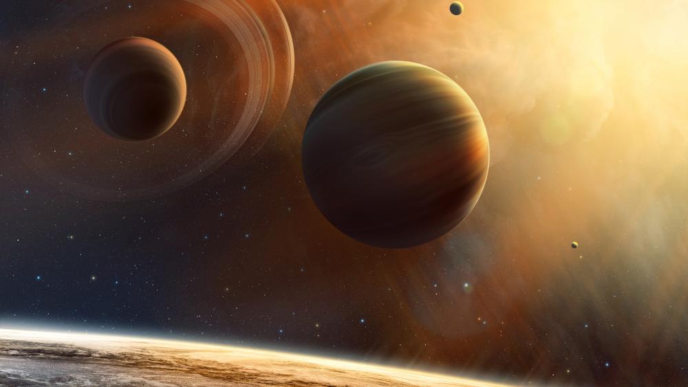 Planets in the outer space wallpaper