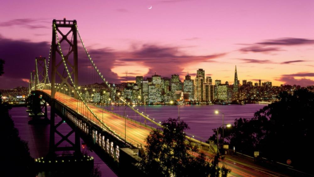 Oakland Bay Bridge Long Exposure Photography wallpaper