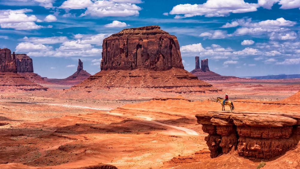 Rider in the Monument Valley wallpaper