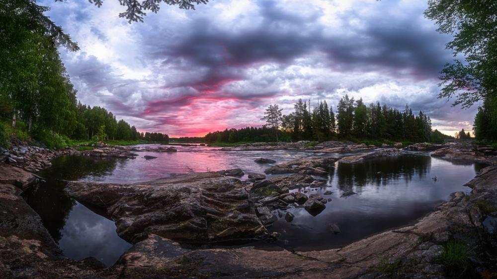 Kiiminkijoki River at sunrise wallpaper