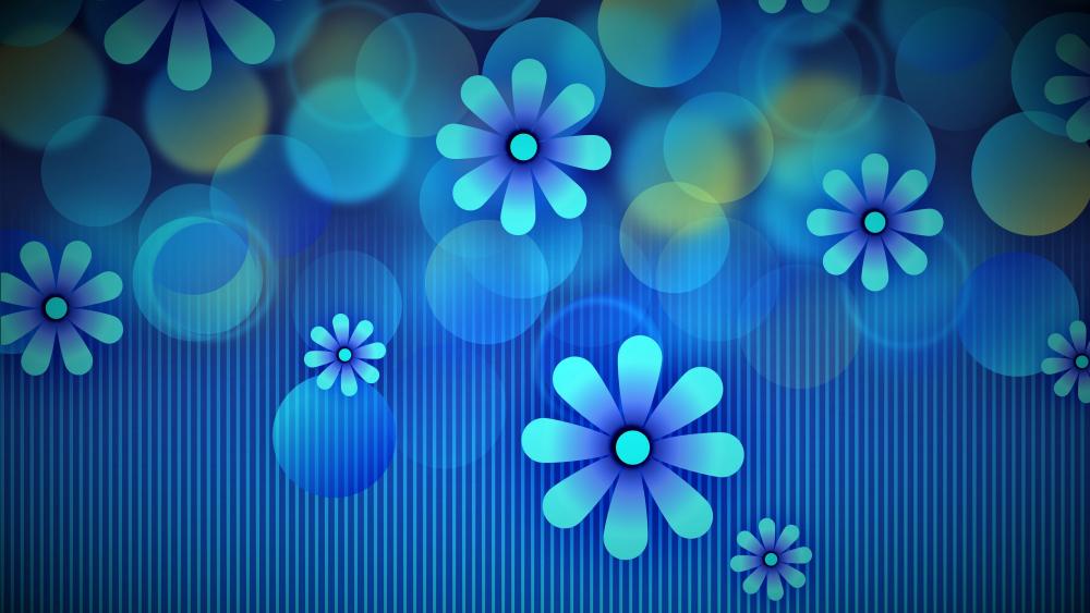 Blue flowery graphics wallpaper