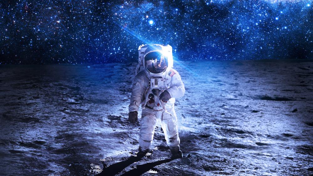 Astronaut on a planet surface wallpaper
