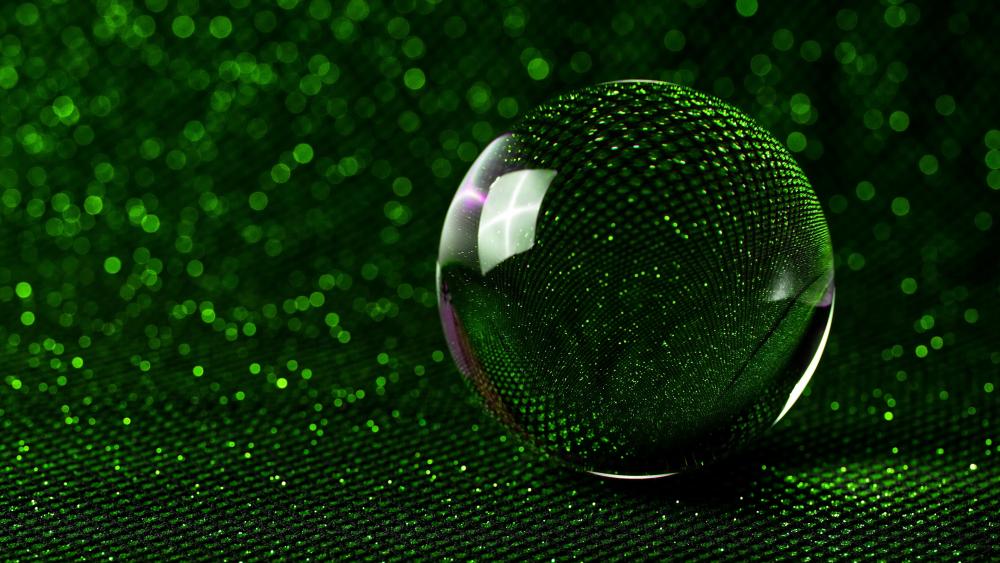 3D green crystal ball wallpaper