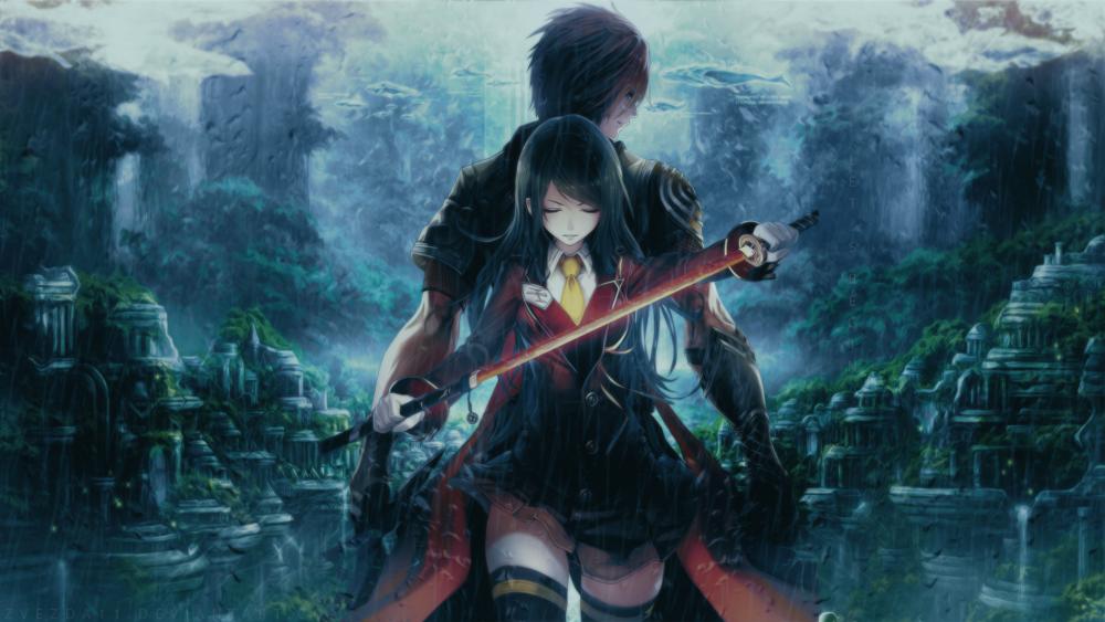Anime Schoolgirl Samurai wallpaper