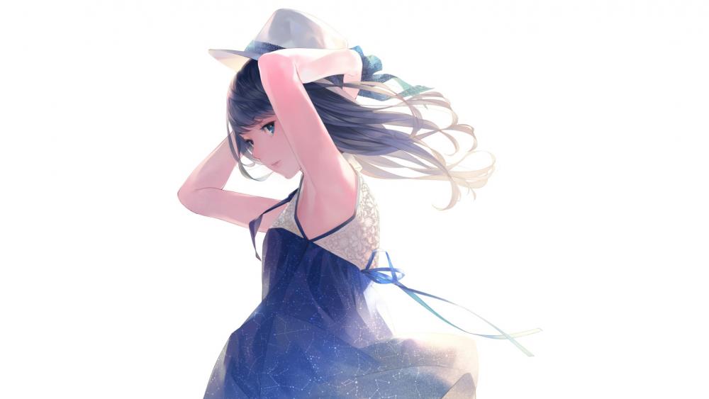 Anime girl in hat wallpaper