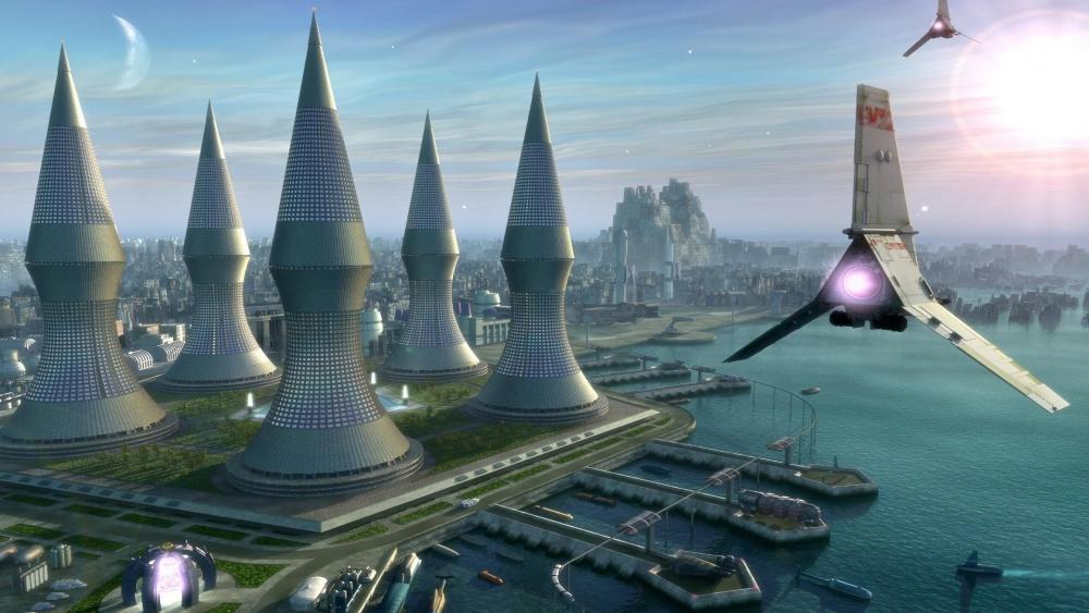Scifi city from the future wallpaper