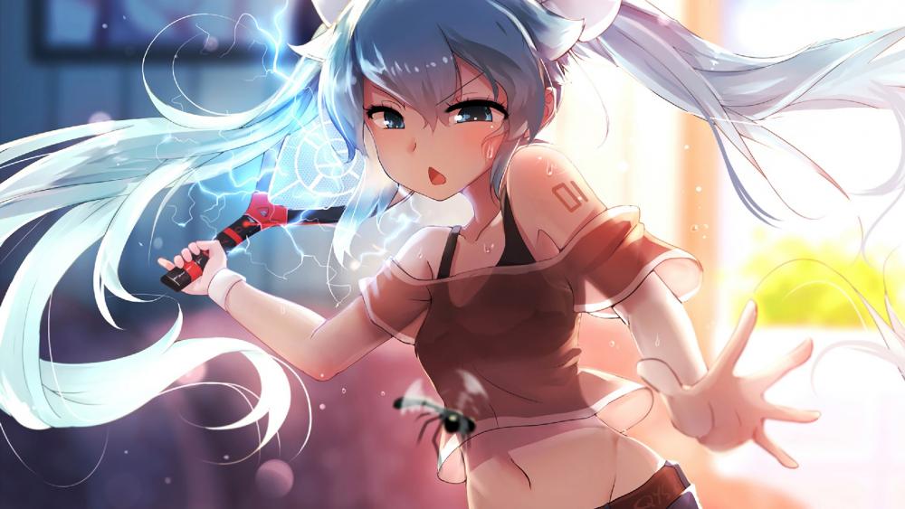 Vocaloid Star Hatsune Miku in Action wallpaper