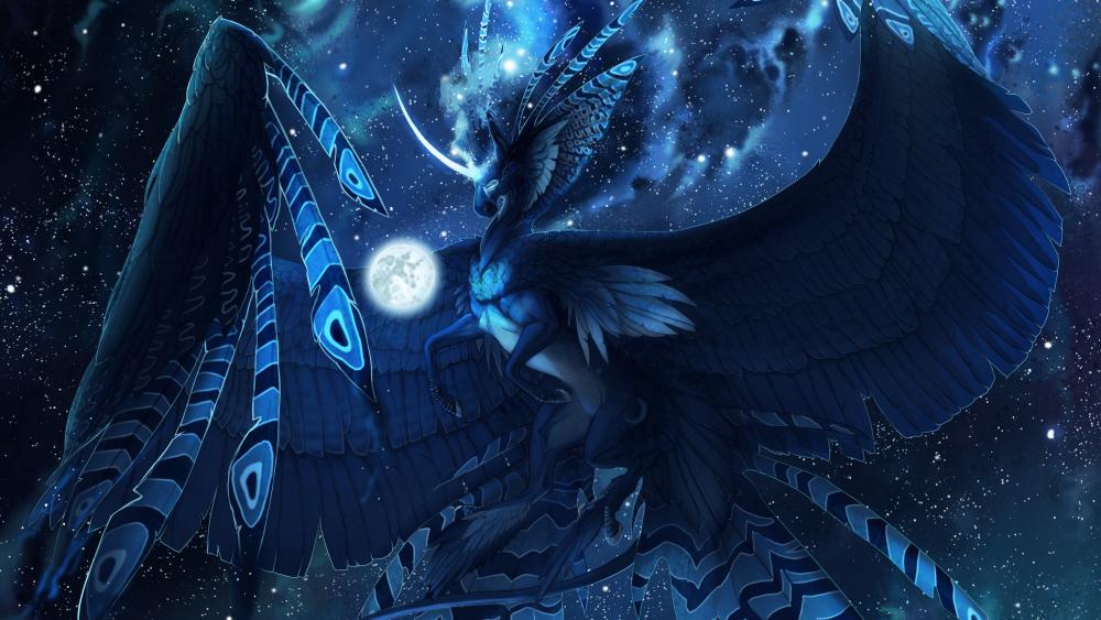 Blue space dragon wallpaper