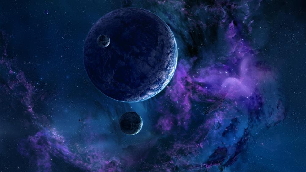 Mystic Orbs Amidst Cosmic Nebulae wallpaper
