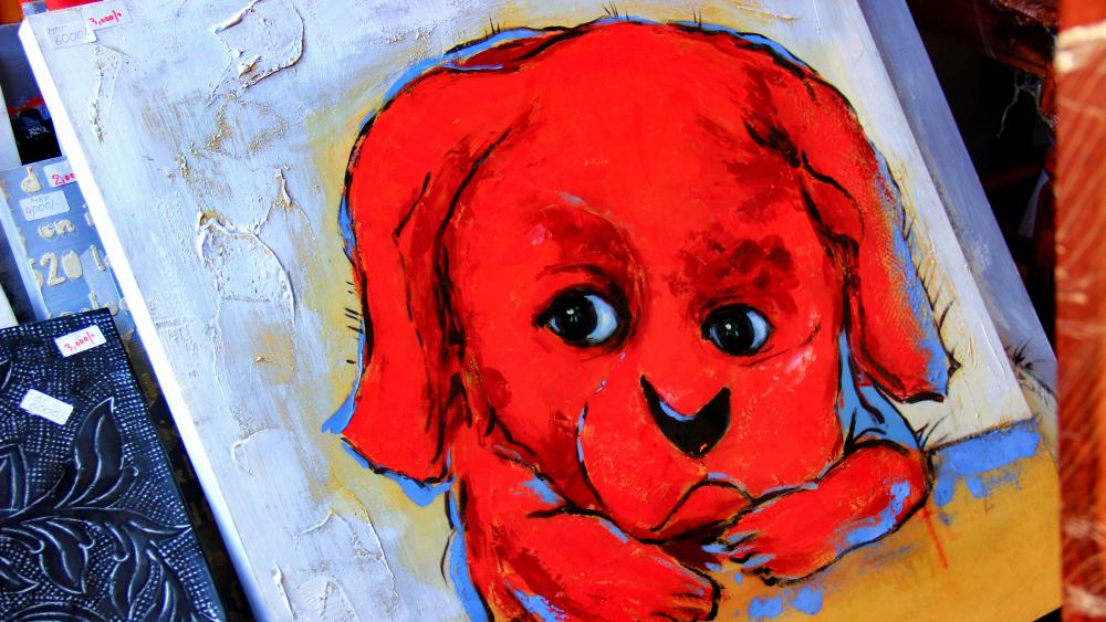 Modern art oil painting of a puppy wallpaper