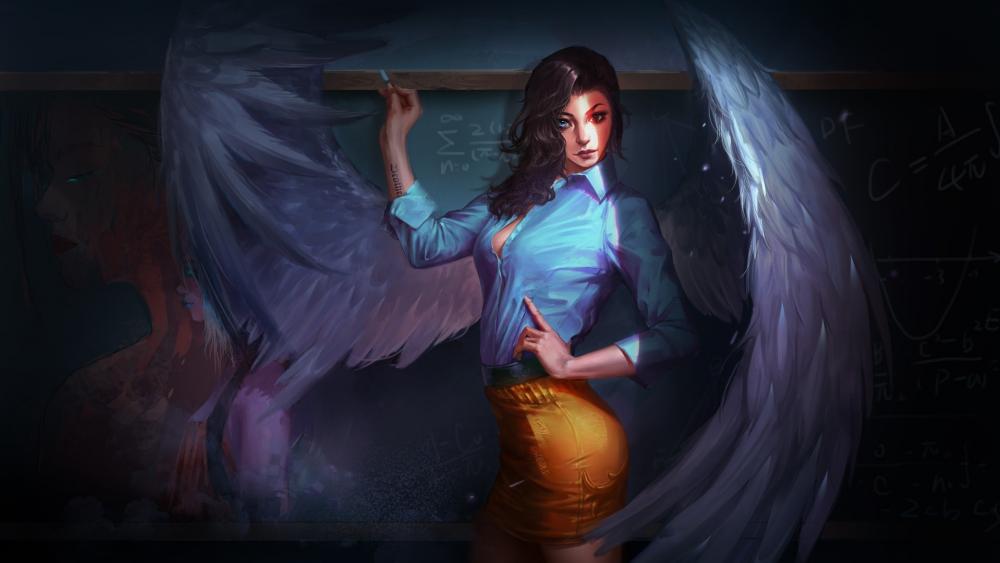 Fantasy angel teacher wallpaper
