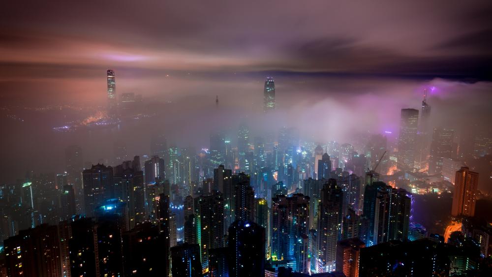 Hong Kong at night from Victoria Peak wallpaper