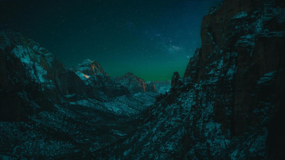 Starry sky above the valley wallpaper