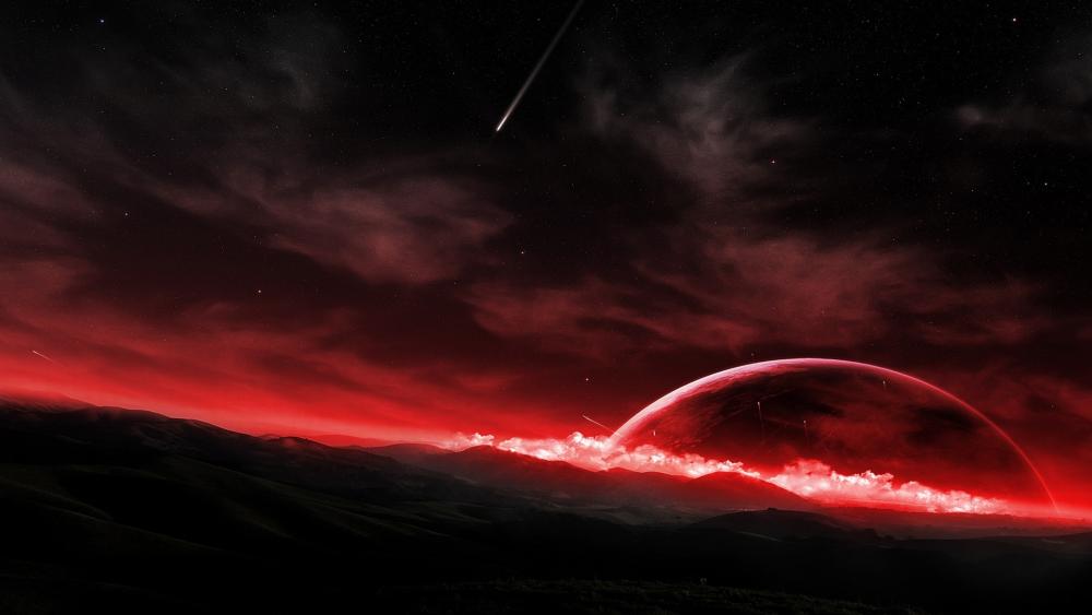 Red Dawn Over Alien Frontier wallpaper