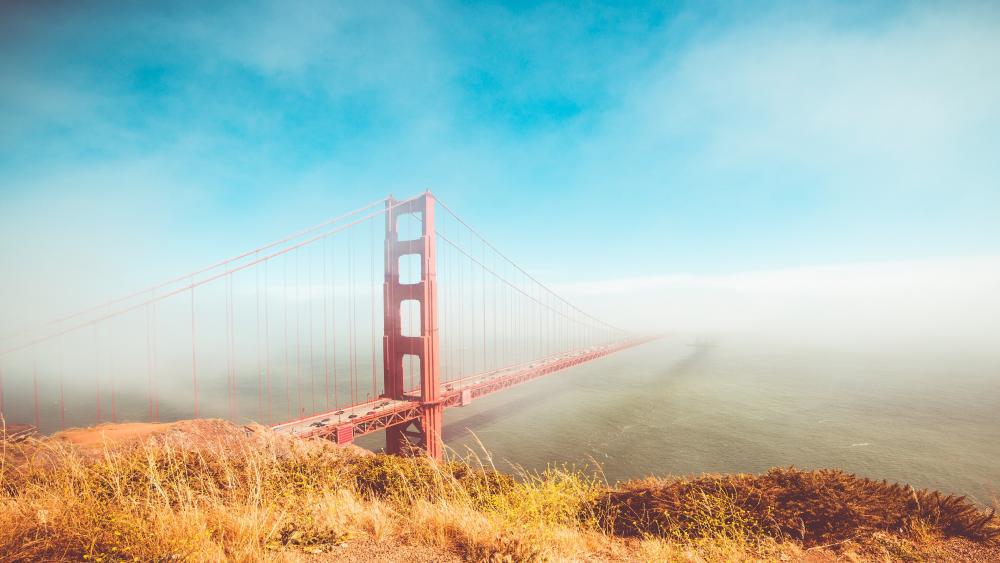 Golden Gate Bridge in mist wallpaper