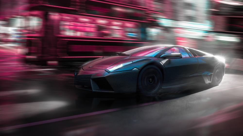 Street race with a Lamborghini wallpaper