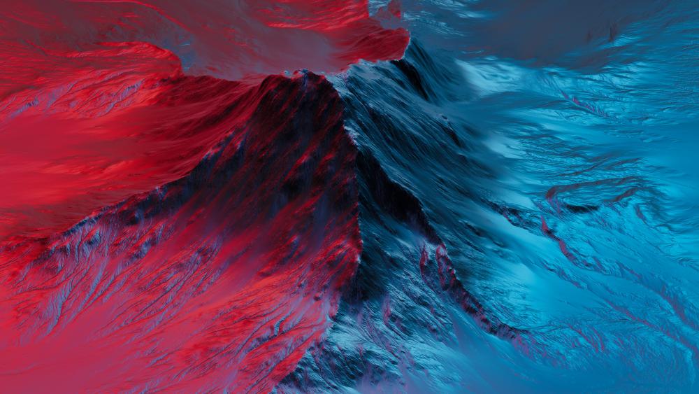 Red and blue iron mountain, Digital Art wallpaper