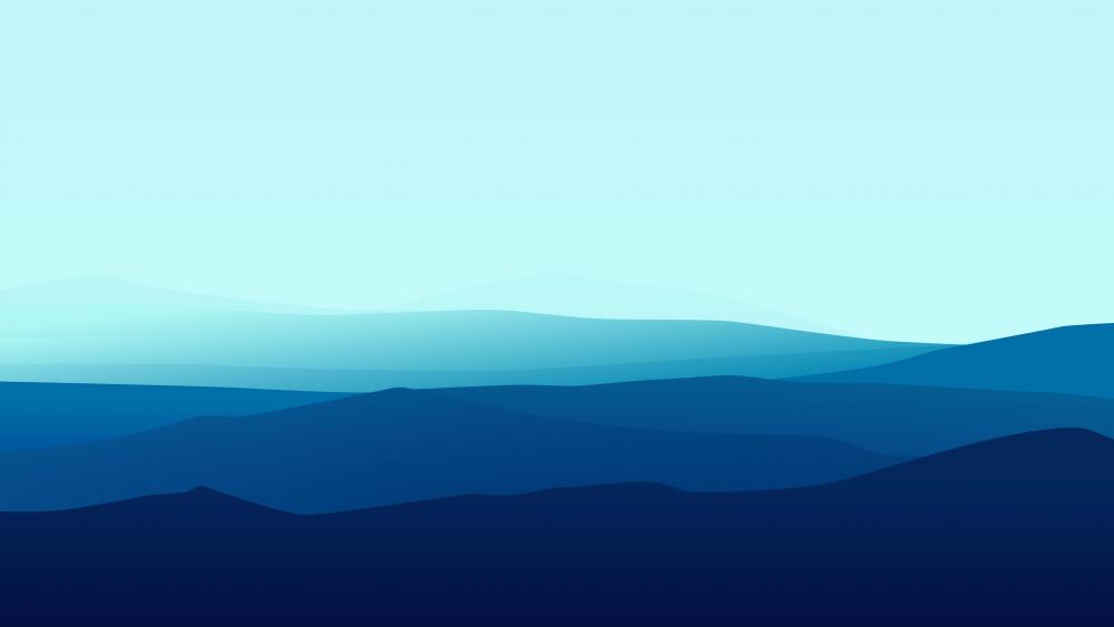 Blue gradient minimalist mountains wallpaper