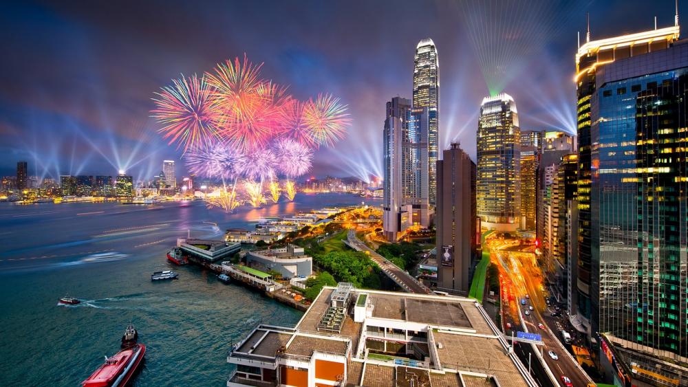 Hong Kong fireworks wallpaper