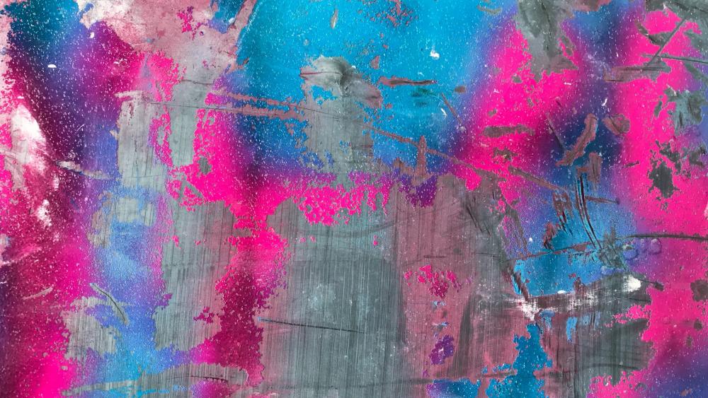 Pink, blue, and grey abstract painting wallpaper