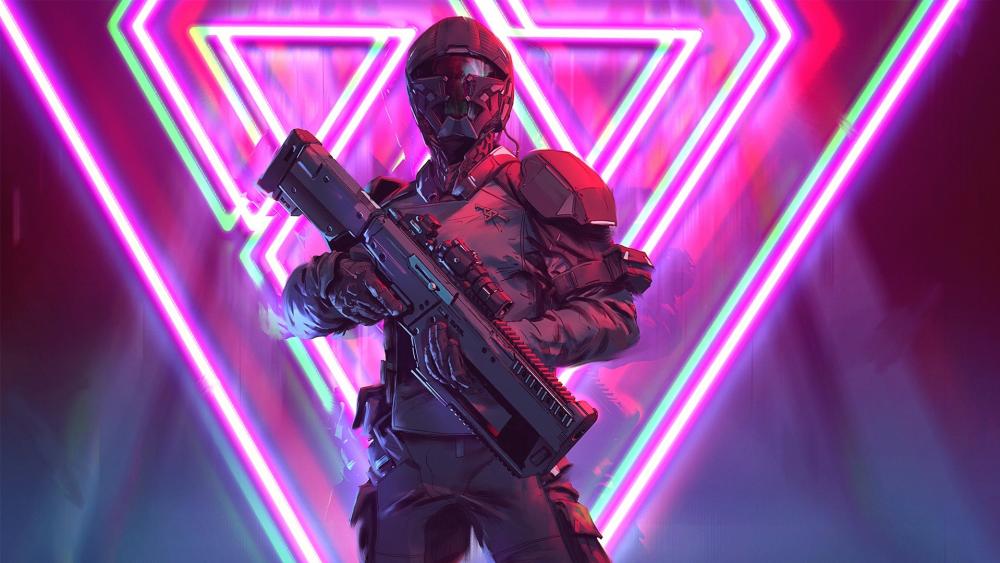 Neon soldier wallpaper