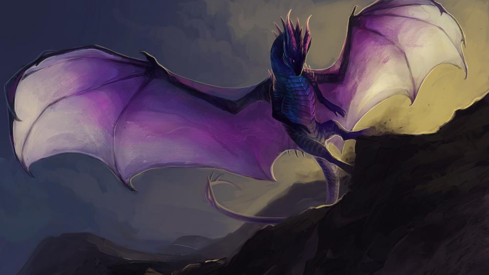 Purple dragon fantasy art wallpaper