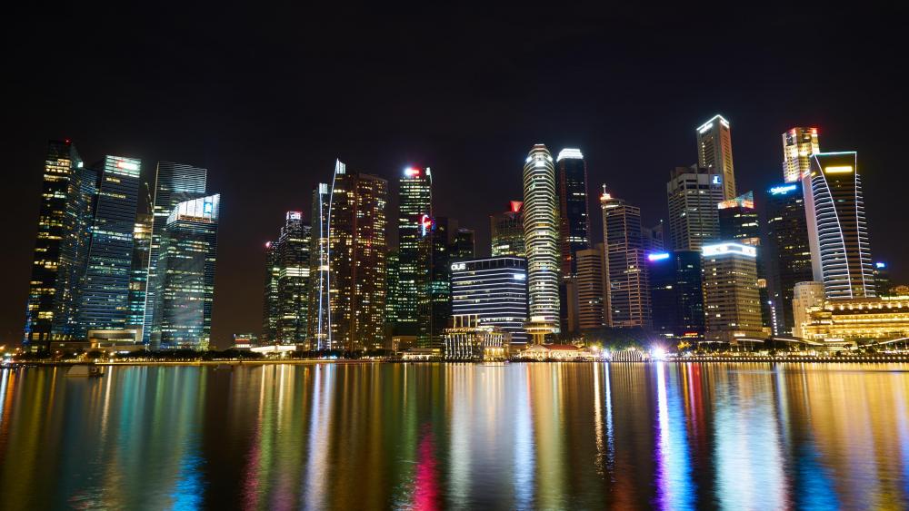 Singapore City Lights at Night wallpaper