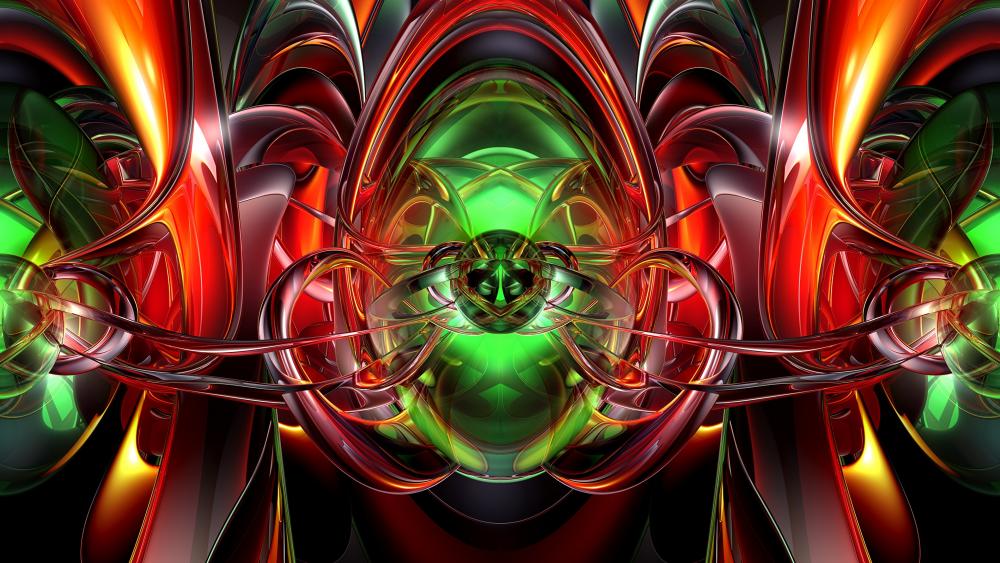 3D red and green abstraction wallpaper