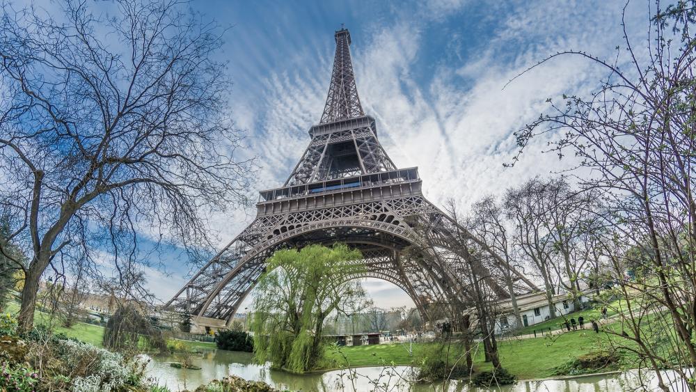 Eiffel Tower with Fisheye Lens wallpaper