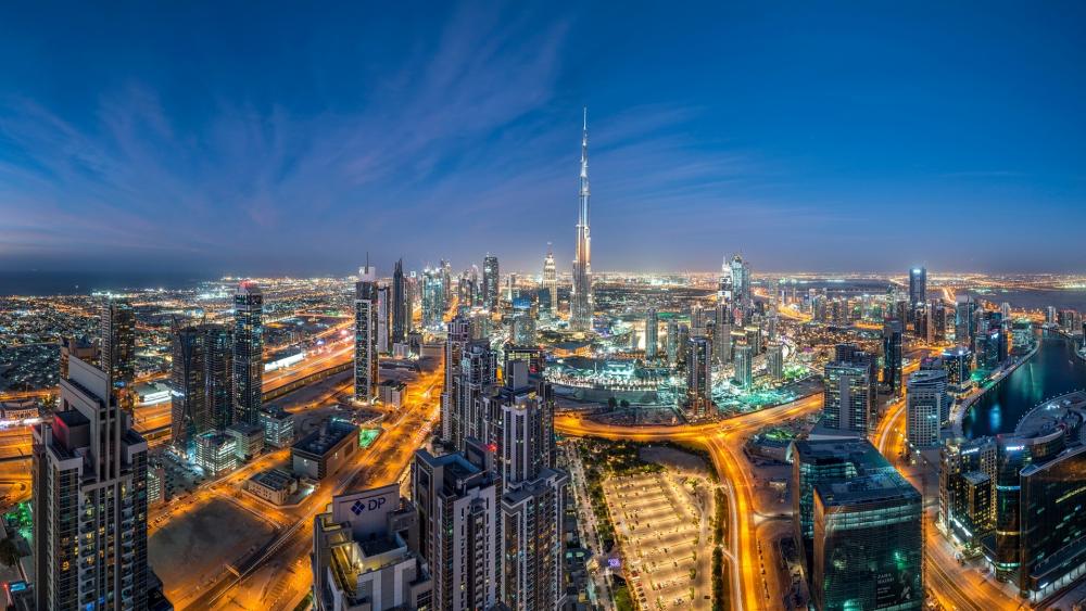 Dubai skyline with the Burj Khalifa wallpaper