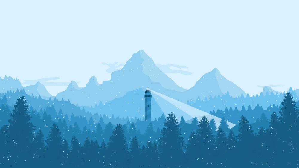 Lighthouse in the mountains wallpaper