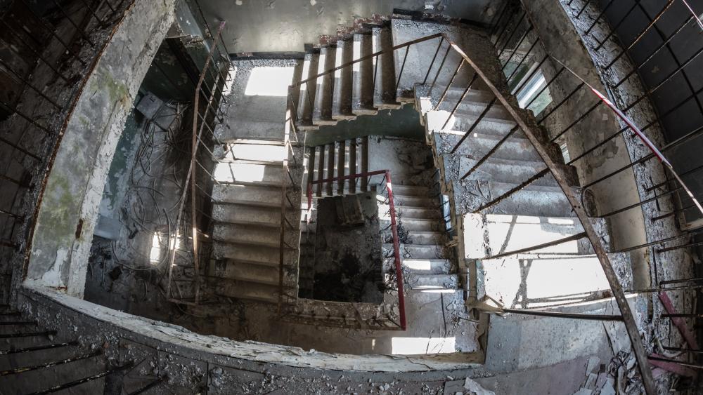 Abandoned staircase in Chernobyl wallpaper