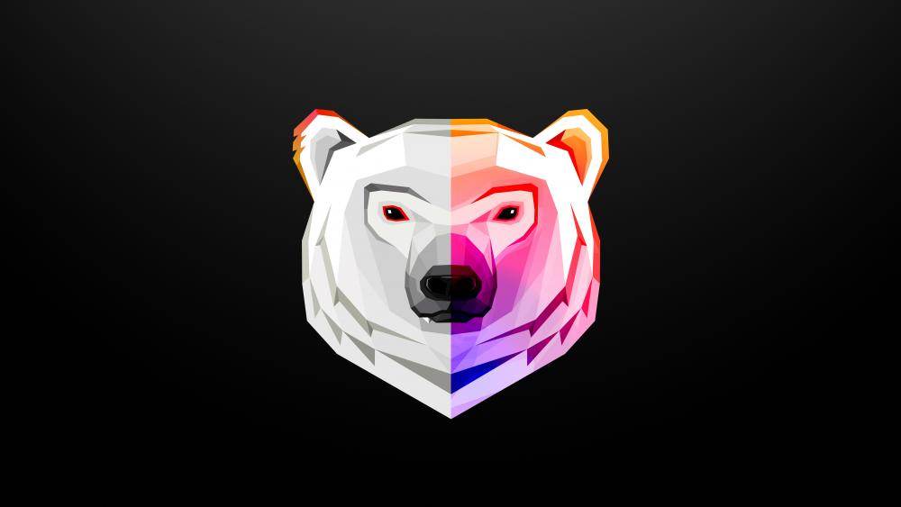 Polar bear head digital art wallpaper