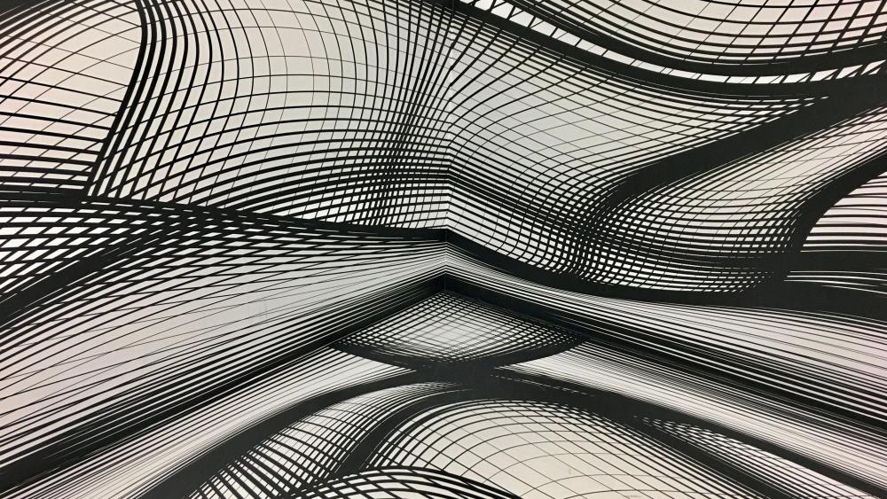 Monochrome 3D grid wallpaper